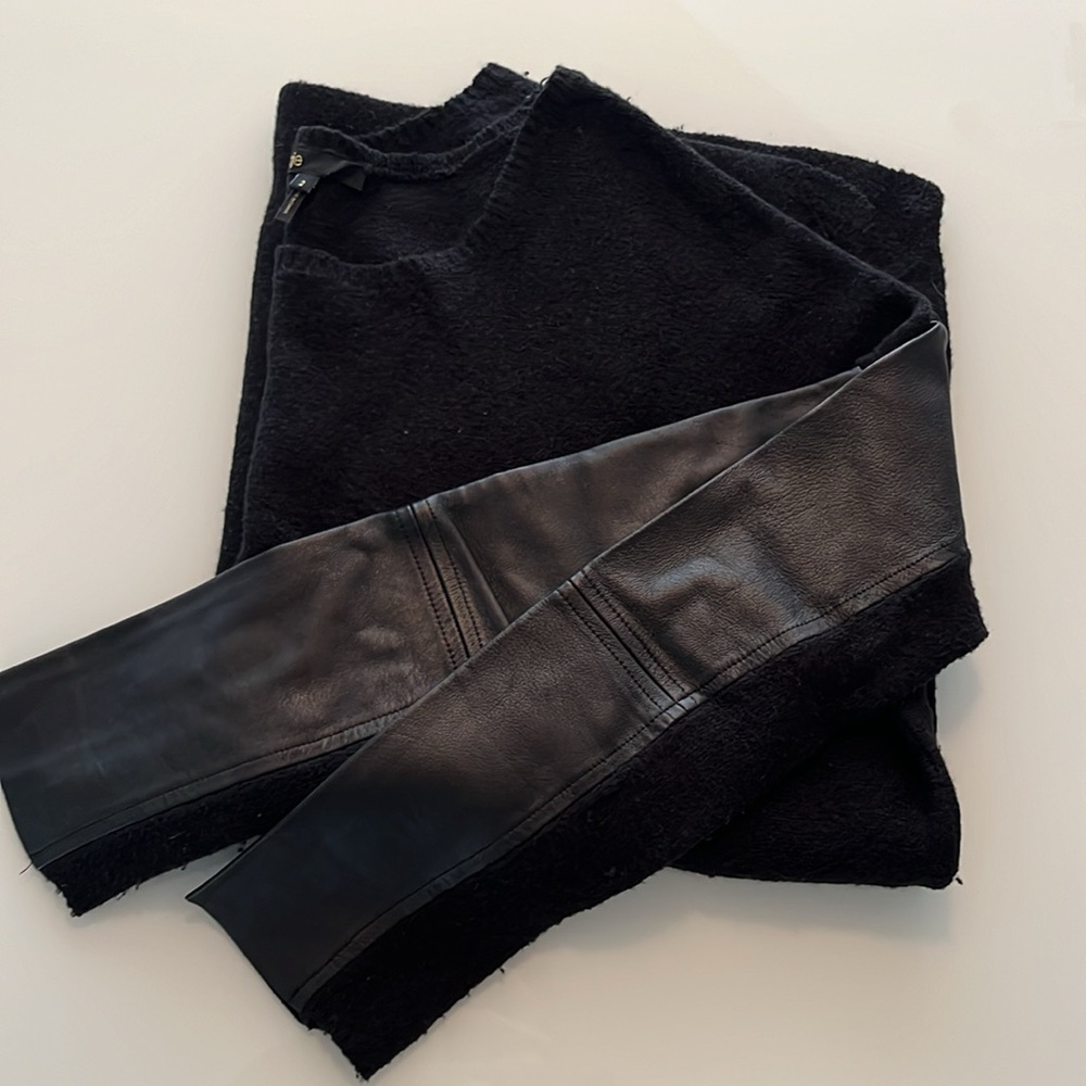 Maje Leather Sleeve Knit